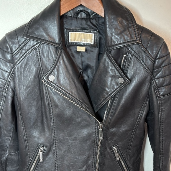 Michae Kors Leather Moto Jacket - Picture 2 of 7